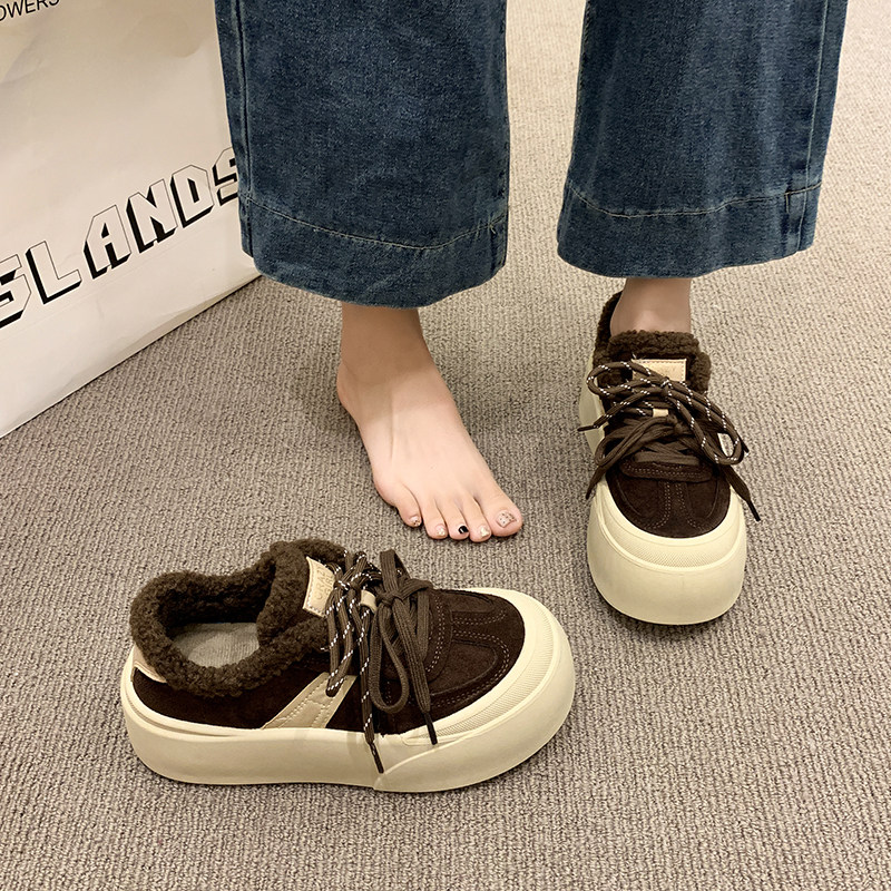 加绒增高德训鞋女2025秋冬新款百搭松糕休闲运动板鞋保暖毛毛棉鞋,女鞋,时尚休闲鞋,淘宝优惠券,粉丝福利购,淘宝优惠卷