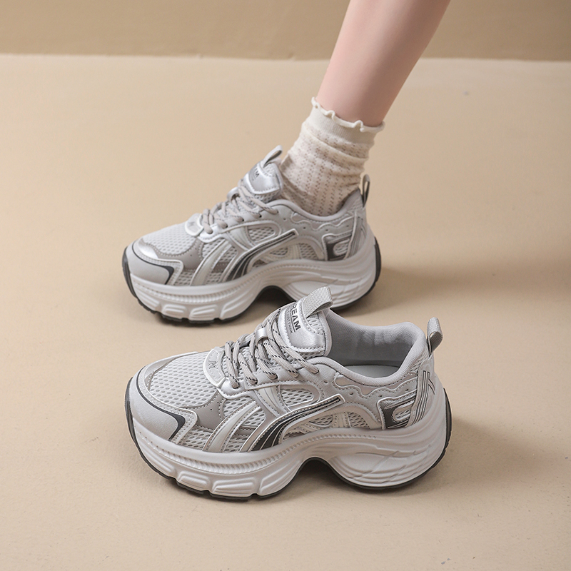 时尚超火松糕轻便软底网面老爹鞋