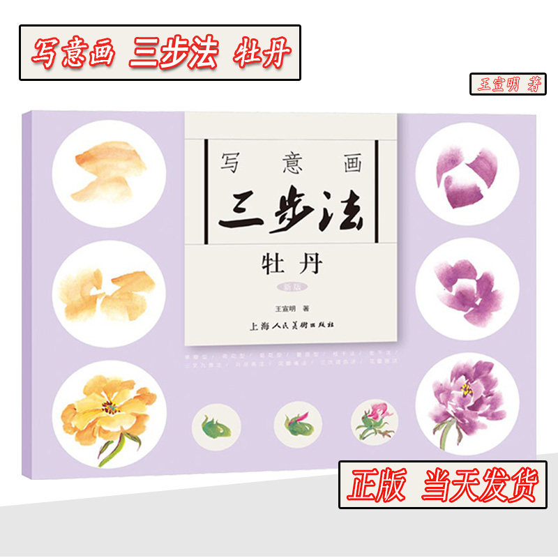 王宣明著中国传统写意国画牡丹等基本三步画法教程国画初级入门初学