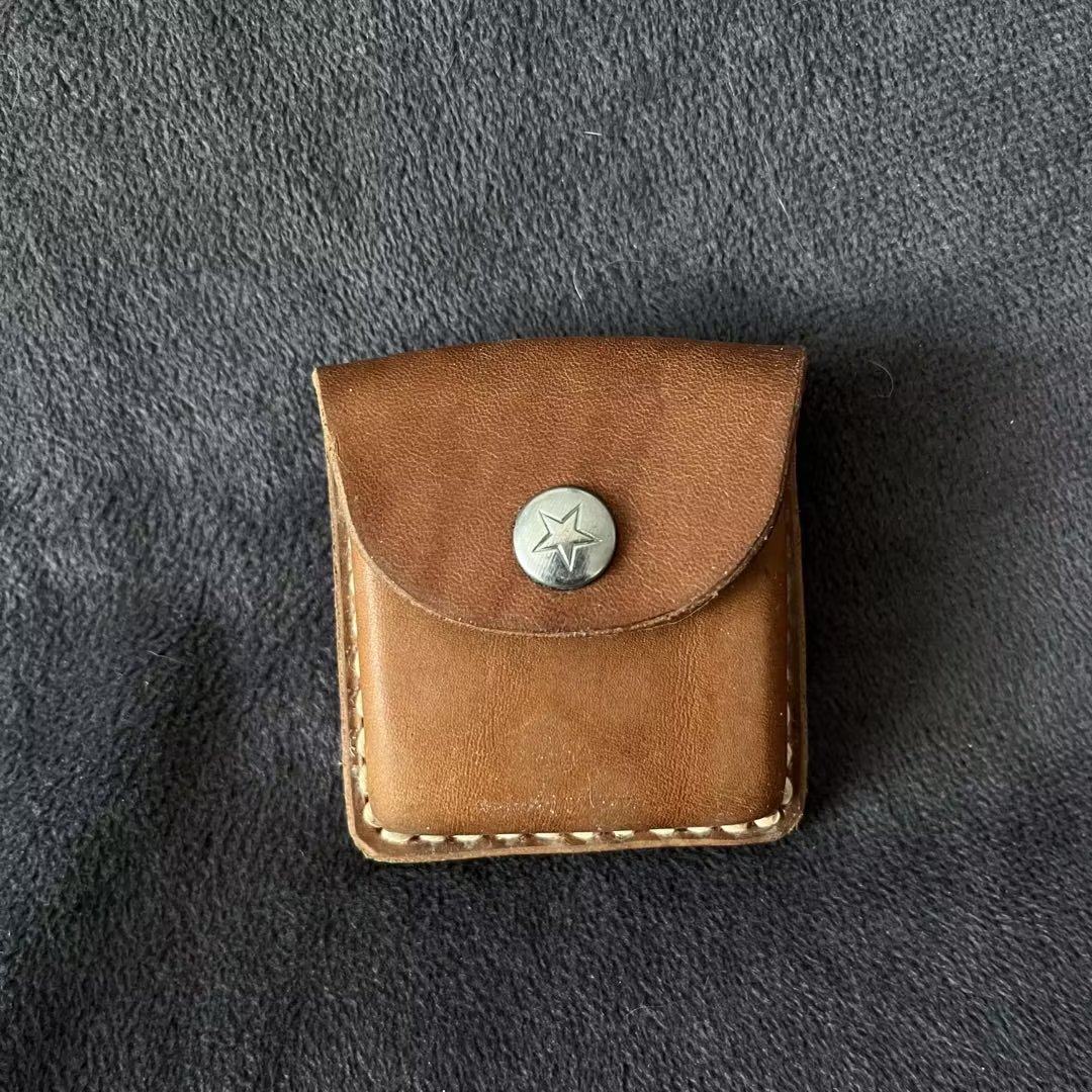 57指北针打火机皮盒套头层厚牛皮