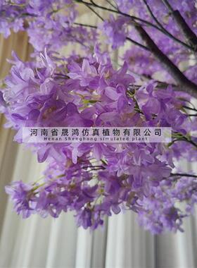 仿真桃花树紫色玻璃钢樱花树人造装饰大型假树梅花树新年许愿树