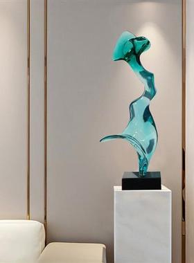 现代简约家居抽象摆件透明树脂雕塑酒店客厅样板间玄关装饰工艺品