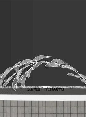 不锈钢鱼群雕塑户外水池景观鱼抽象动物镜面海豚大型镂空鲸鱼摆件