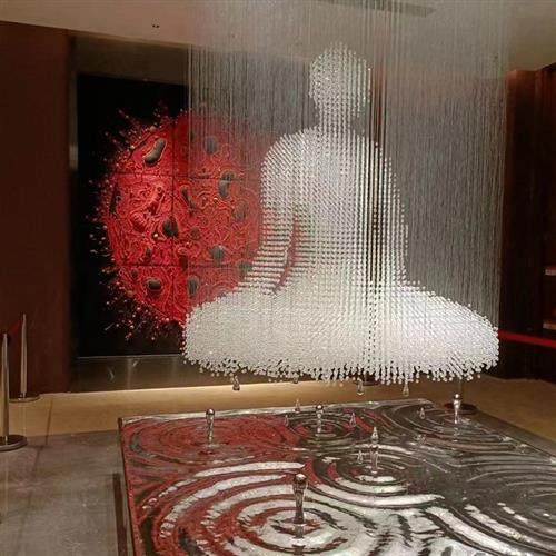 轻奢酒店大堂别墅水晶吊灯创意非标定制灯具工程售楼处大厅吊线灯,家装灯饰光源,客厅吊灯,淘宝优惠券,粉丝福利购,淘宝优惠卷