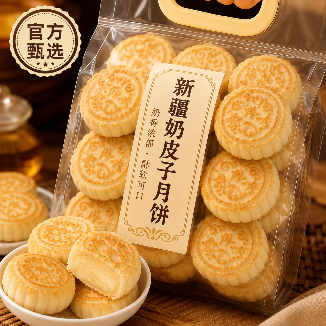 奶皮子月饼新疆特产手工月饼奶豆腐酸奶新疆糕点中秋节送礼奶制品