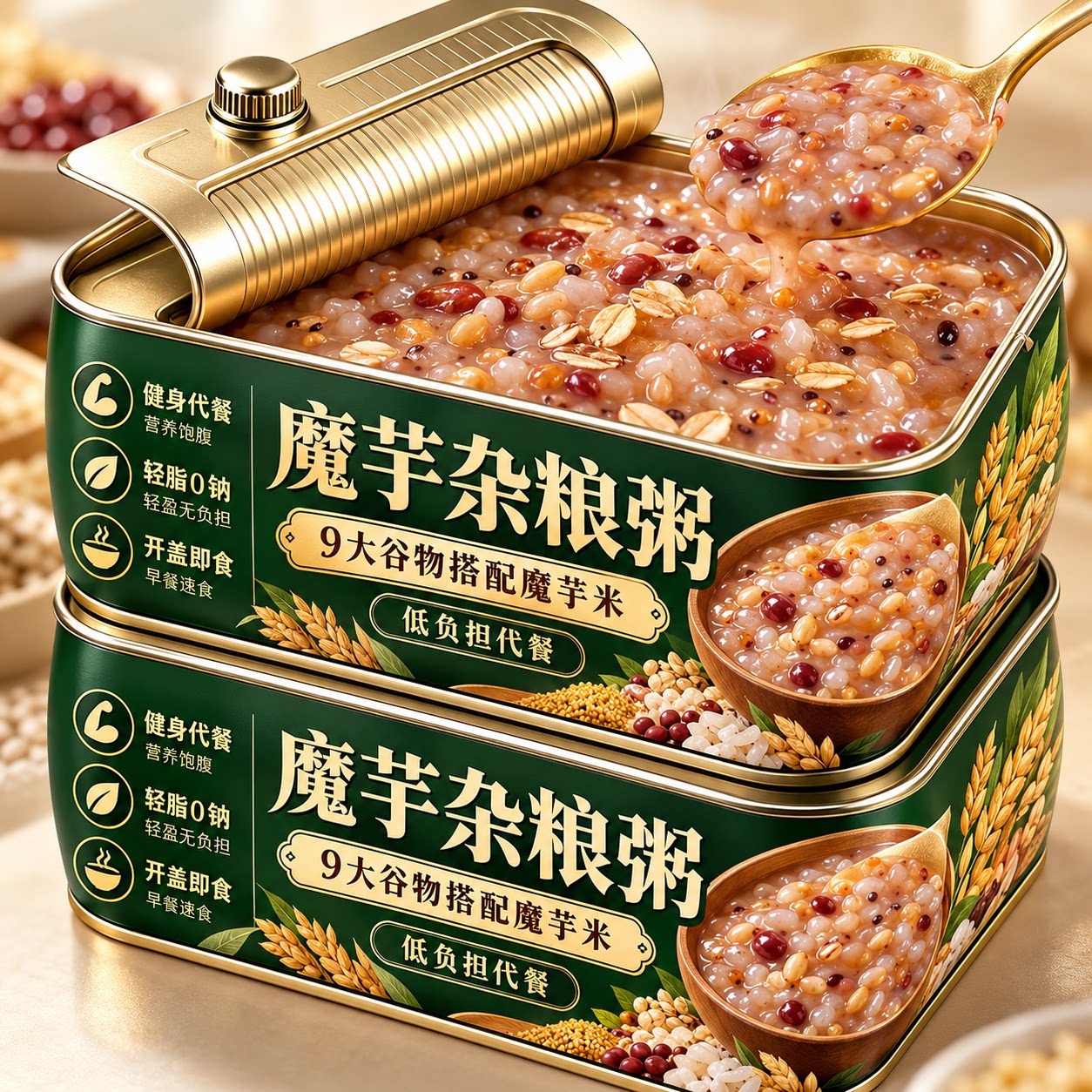 魔芋杂粮粥八宝粥速食藜麦粥紫米粥轻食营养早餐速食粥健身专用
