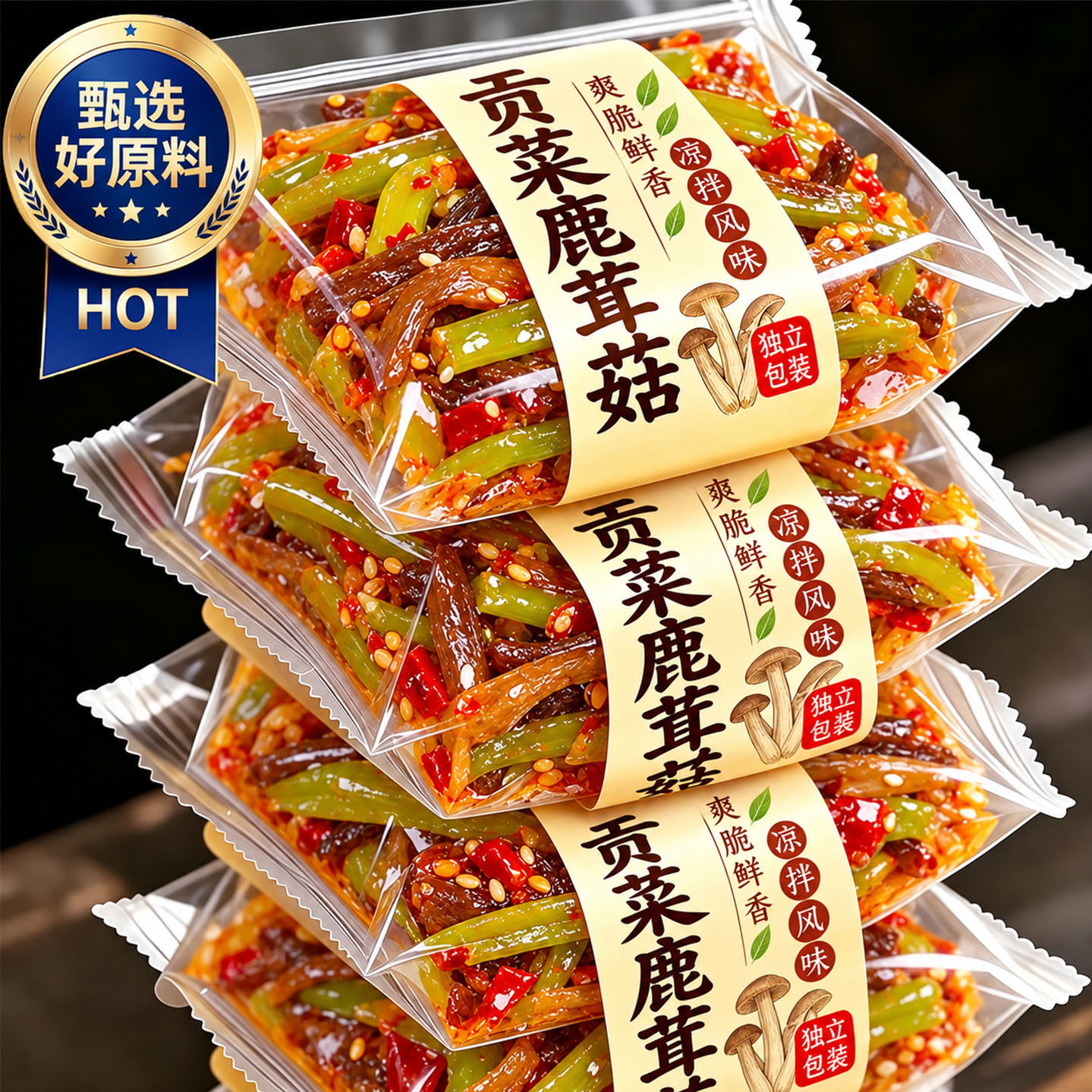 湖南特产香辣贡菜鹿茸菇开袋即食官方旗舰店凉拌饭面下饭榨菜酱