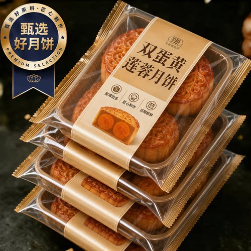 【广州老字号】双蛋黄莲蓉饼广式月饼咸蛋黄月饼散装传统老式手工
