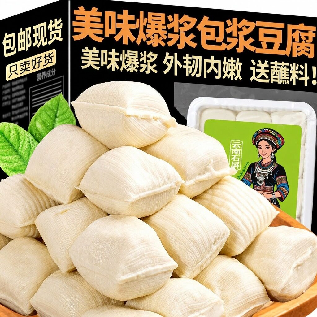 石屏包浆豆腐云南特产免泡臭豆腐正宗建水嫩豆腐爆浆油炸小吃烧烤