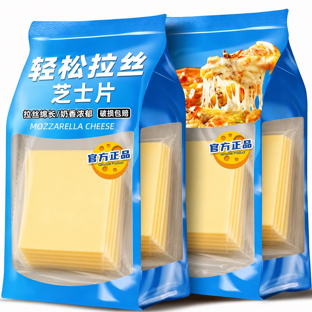 芝士片家用独立包装火鸡面专用低脂奶酪片烘焙商用儿童芝士片无添图片
