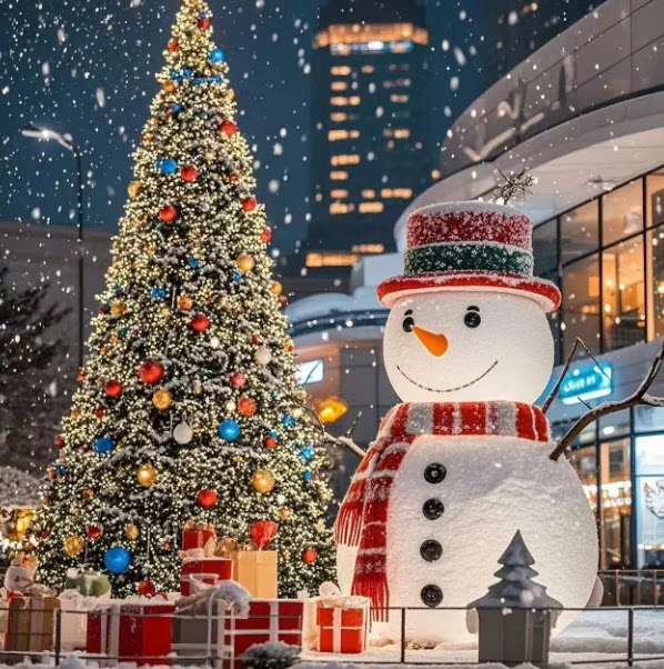 泡沫雕塑雪人雪屋泡沫姜饼人摆件泡沫冰挂雪坠甜品屋圣诞老人装饰