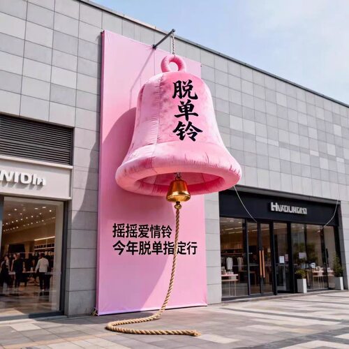 520情人节许愿铃铛气模定制装饰脱单铃商场吊挂毛绒美陈打卡装置