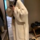 韩系软糯感慵懒风中长款 女秋冬加厚宽松毛衣外套大衣 针织开衫