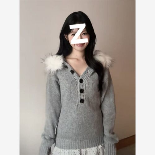 韩系辣妹亨利领连帽可拆