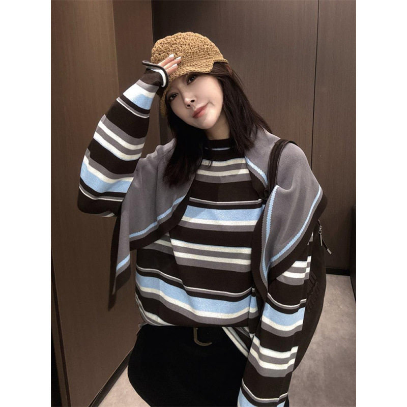 高级感条纹针织衫女秋季