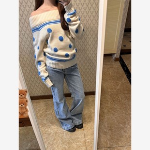 巨好看的秋天穿搭2025新款韩系一字肩针织衫毛衣女秋冬季露肩上衣