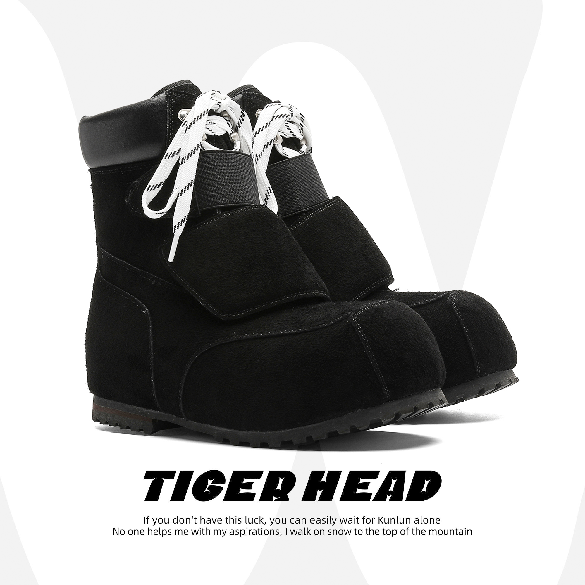 冬季黑色厚底雪地靴加厚马丁靴