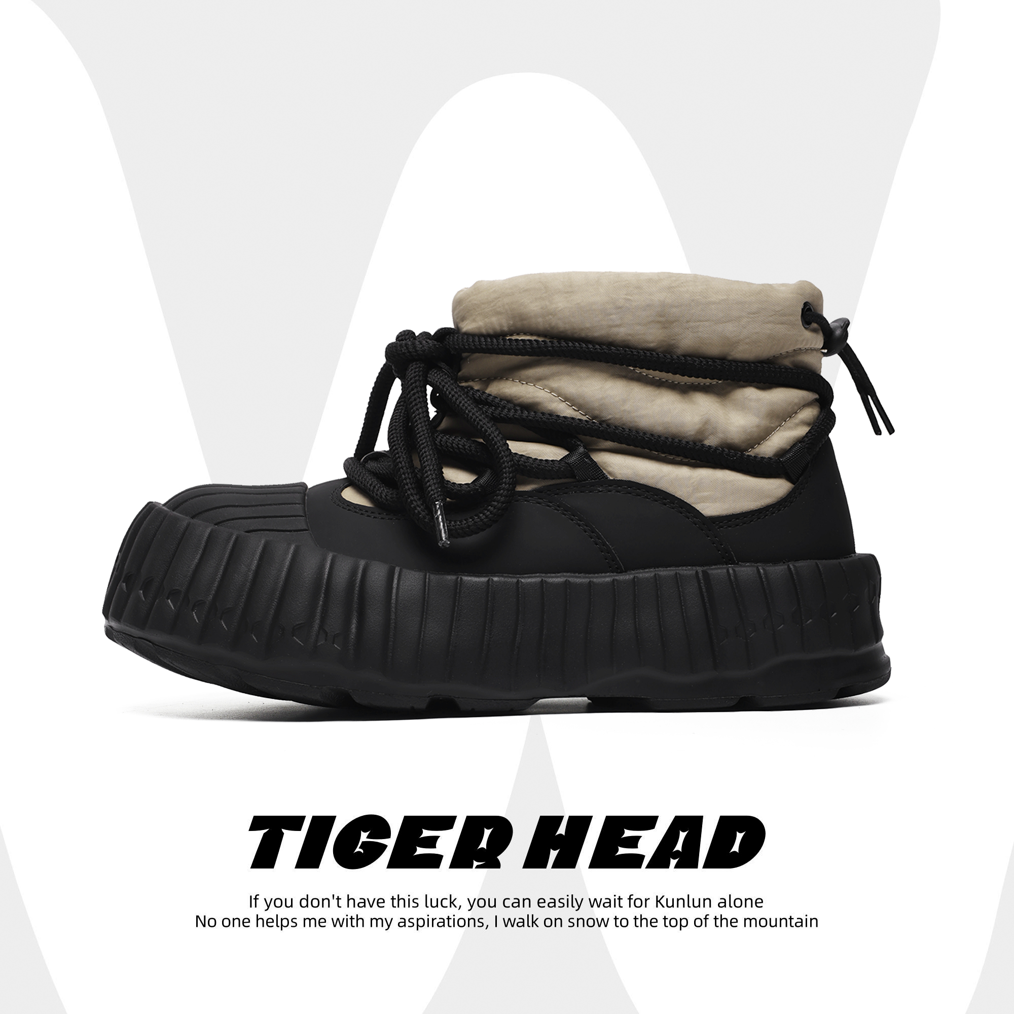 大头厚底雪地靴男款户外工装短靴