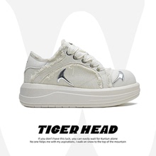 【明星同款】小众原创厚底板鞋男女款增高帆布鞋休闲透气小白鞋夏