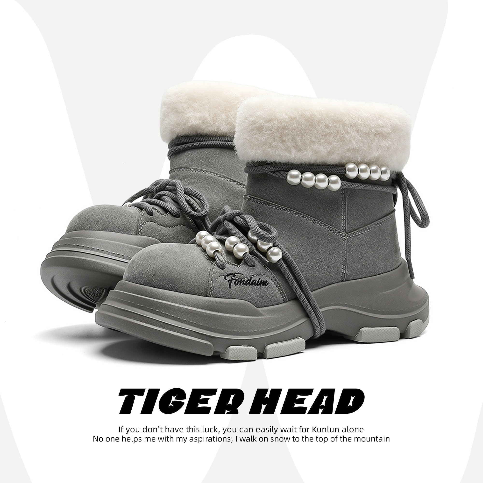 冬季厚底雪地靴加绒加厚保暖棉鞋