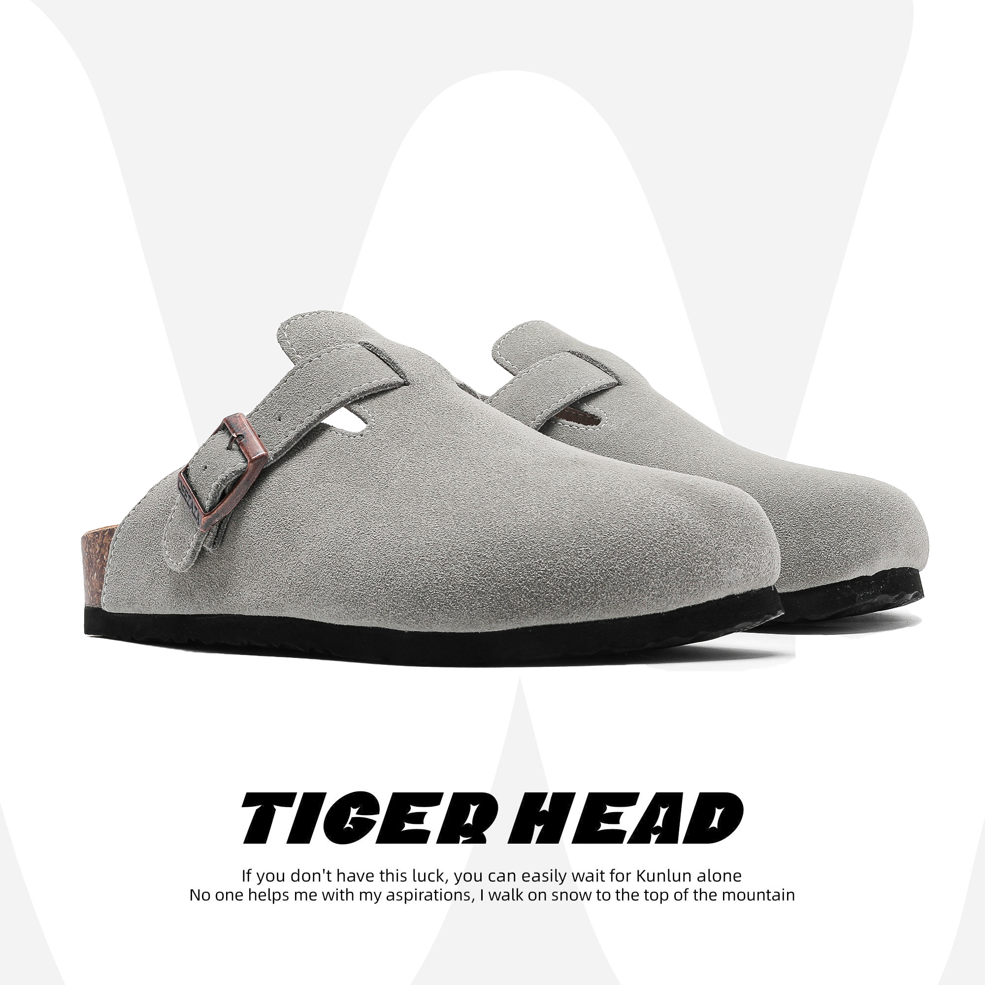 小众原创牛皮拖鞋穆勒慵懒博肯拖