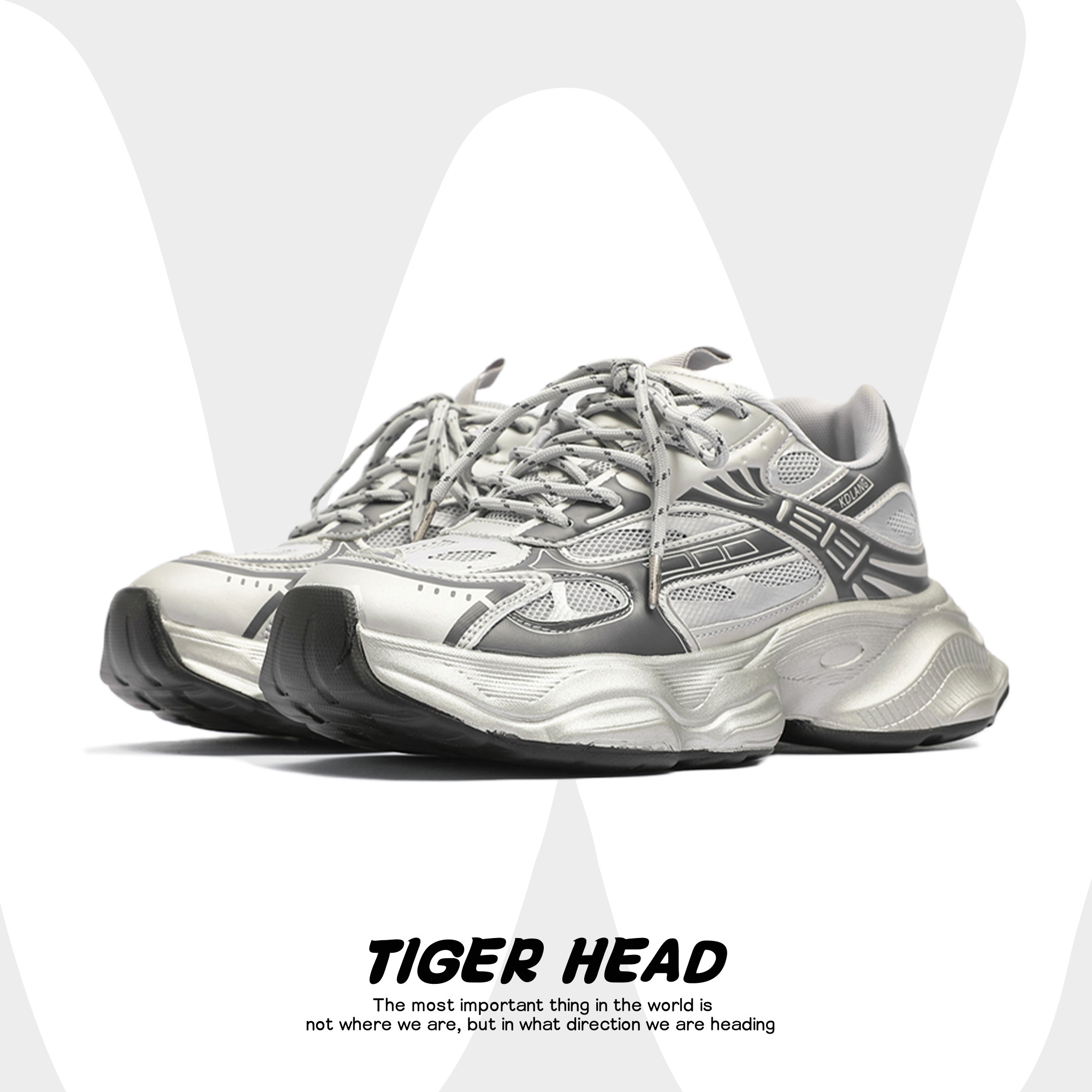 小众老爹鞋男潮牌银灰色网面透气