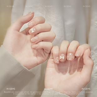 In Gems奶呼呼美甲穿戴式可拆卸假指甲光疗贴片手工穿戴甲