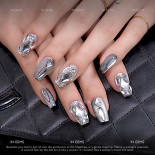 In Gems银河猫眼穿戴甲美甲穿戴式可拆卸假指甲光疗贴片手工定制