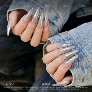In Gems欧美涂鸦美甲穿戴式可拆卸假指甲光疗贴片手工穿戴甲