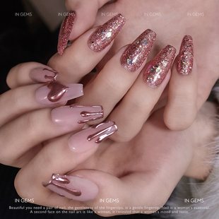 In Gems新年款甜辣风穿戴甲穿戴式可拆卸假指甲光疗贴片手工定制