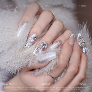 In Gems白银兔子钻穿戴甲美甲可拆卸假指甲光疗贴片手工定制