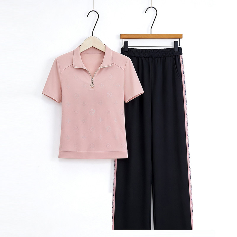 妈妈夏装运动服套装2026新款中老年女装50岁60短袖T恤休闲两件套