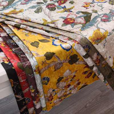 加厚欧式绒布沙发布料印花抱枕靠垫桌布中式软包硬包冰花丝绒面料