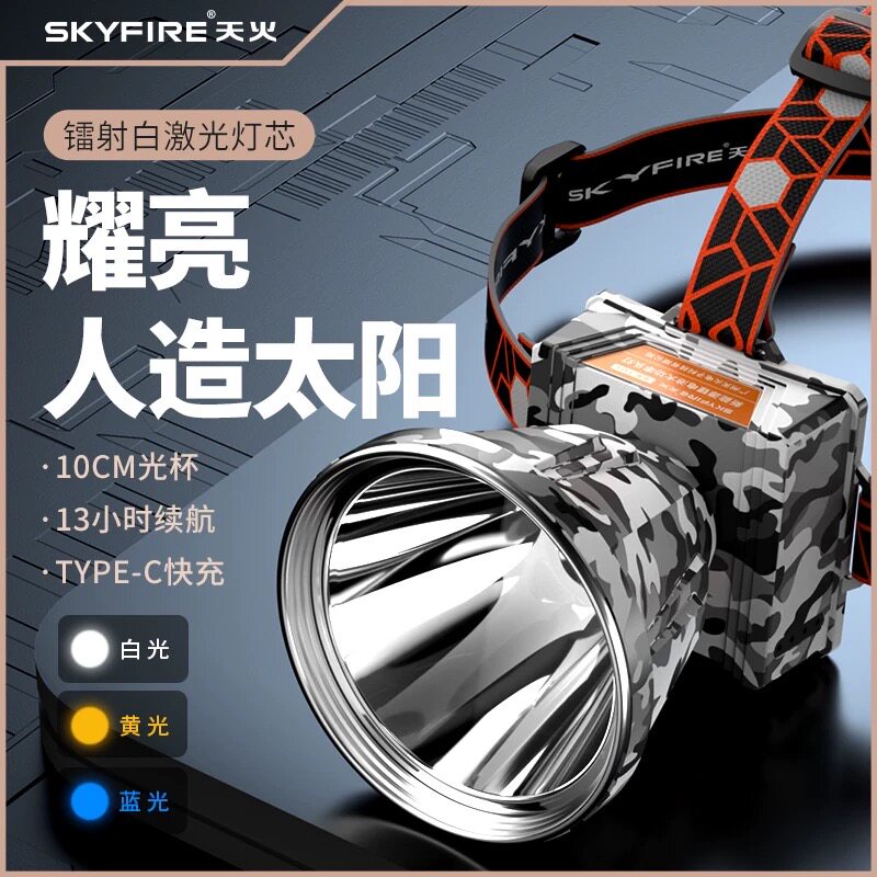 天火2025新款强光头灯充电超亮夜