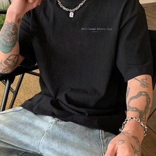 痞帅重磅男装 印花宽松圆领半袖 纯棉短袖 新款 上衣 t恤2026夏季 美式