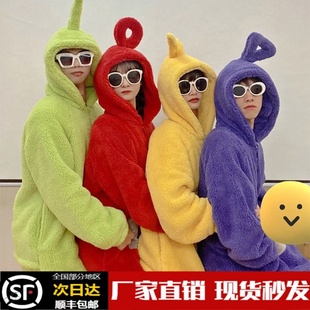 天线宝宝连体睡衣女冬季可爱卡通动漫搞怪加厚珊瑚绒可外穿家居服