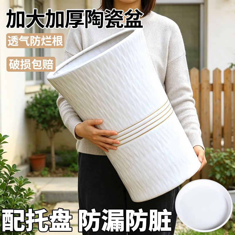 陶瓷花盆特大号带托盘欧式简约图片