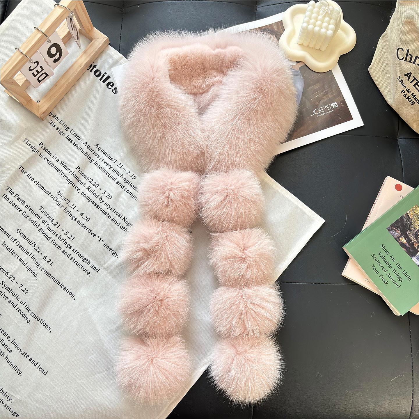 新款仿狐狸毛围巾磁吸百搭毛球球皮草围巾秋冬双面披肩毛绒围脖