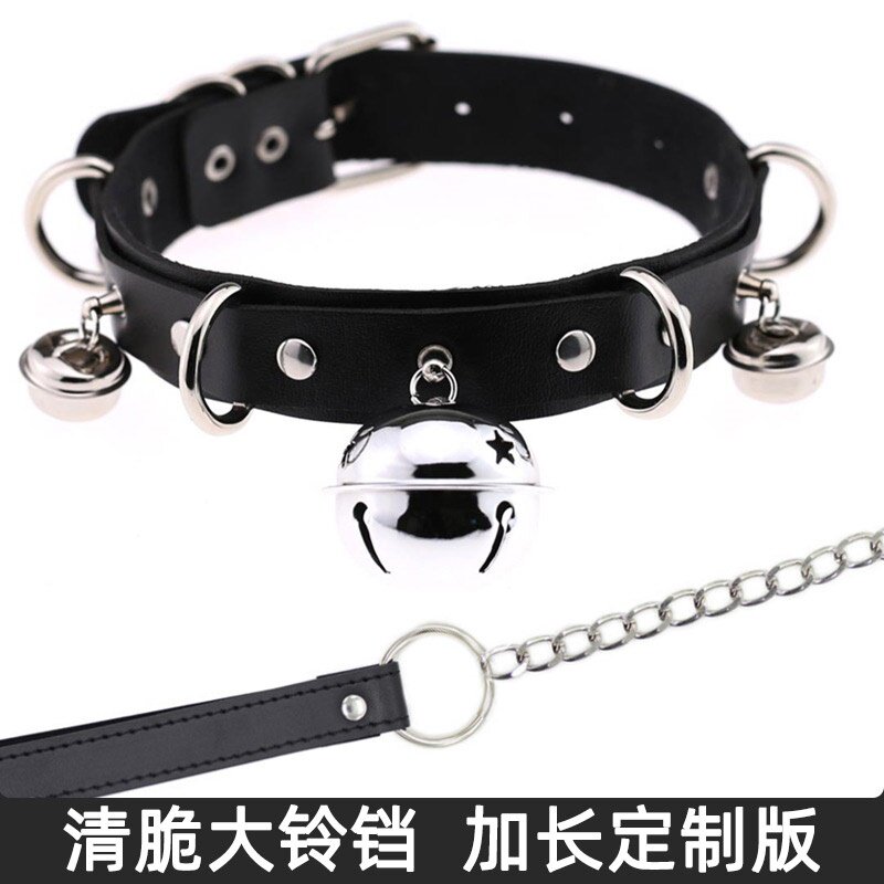 暗黑系朋克choker项圈女男生PU可调节大铃铛加长定制颈环体育生酷