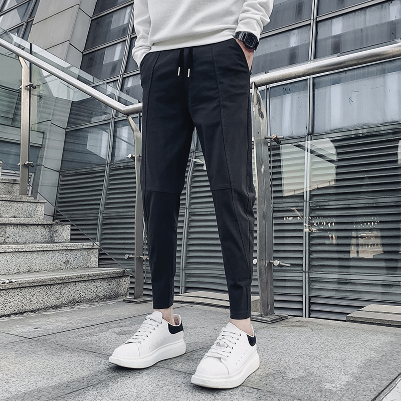 155小伙九分休闲裤男生矮个子穿搭26码27修身小脚百搭纯色裤子潮