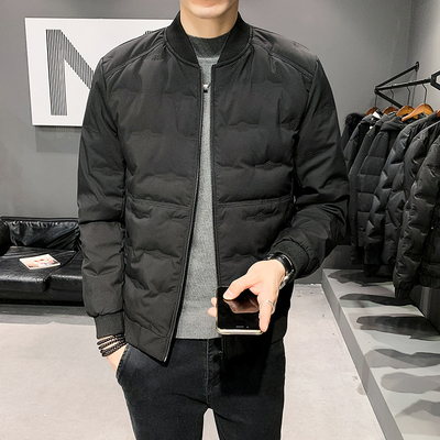 帅t冬装修身棒球领羽绒服男小码矮个子S号X保暖羽绒衣160休闲外套