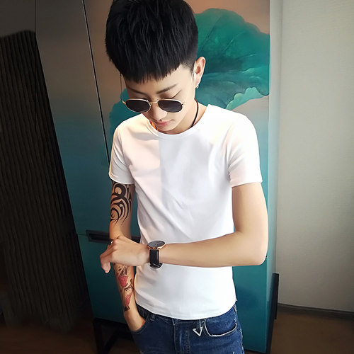 加小码学生纯色S号紧身短袖T恤