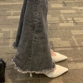 青蕴真皮小众高跟鞋 单鞋 女浅口2025春夏秋新款 气质尖头细跟工作鞋