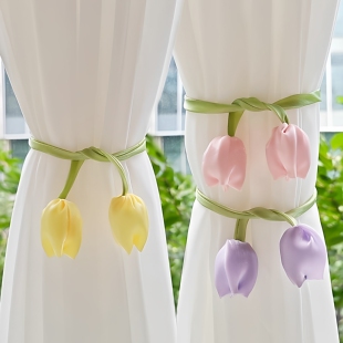 郁金香窗帘扣环捆绑带绑窗帘花朵白纱帘收拢固定扎束带绑收拢绳子