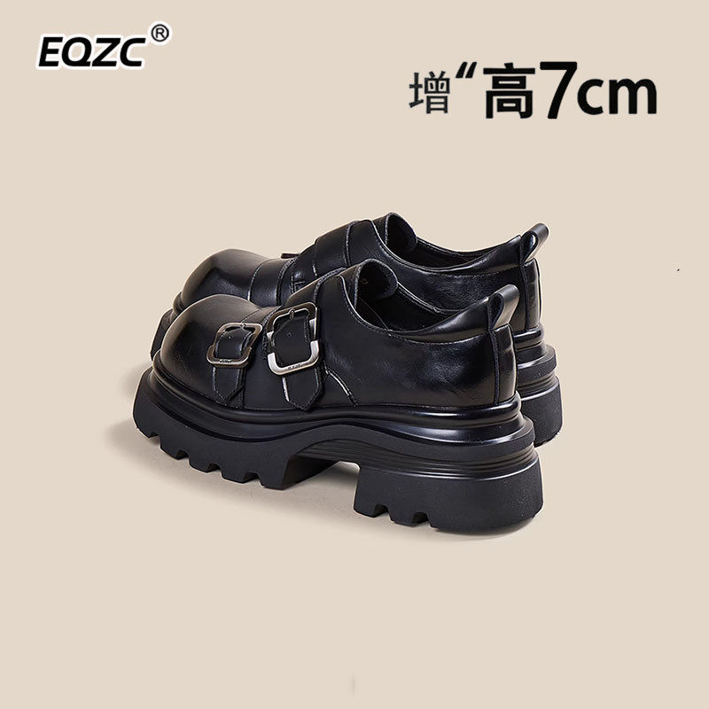 高端乐福鞋女皮带扣厚底2026新款增高7cm小个子松糕底软底小皮鞋,女鞋,乐福鞋（豆豆鞋）,淘宝优惠券,粉丝福利购,淘宝优惠卷