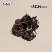 小个子休闲鞋 增高 子 女2026新款 超火运动鞋 6cm 棕色厚底老爹鞋