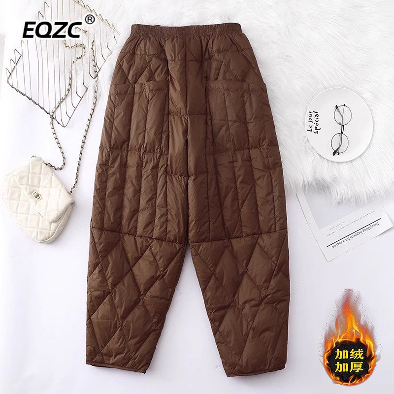 轻奢羽绒棉裤女外穿加绒加厚裤子2025秋冬季新款大码胖mm哈伦棉裤,女装/女士精品,棉裤/羽绒裤,淘宝优惠券,粉丝福利购,淘宝优惠卷