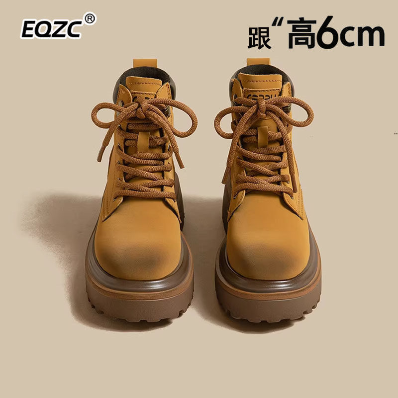 高端马丁靴女厚底2026春秋新款复古工装英伦风内增高加绒短靴女靴,女鞋,马丁靴,淘宝优惠券,粉丝福利购,淘宝优惠卷