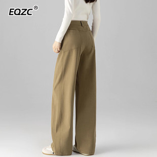 后妈裤2025新款春秋高腰爆款洋气阔腿香蕉裤酷飒风卡其直筒弯刀裤