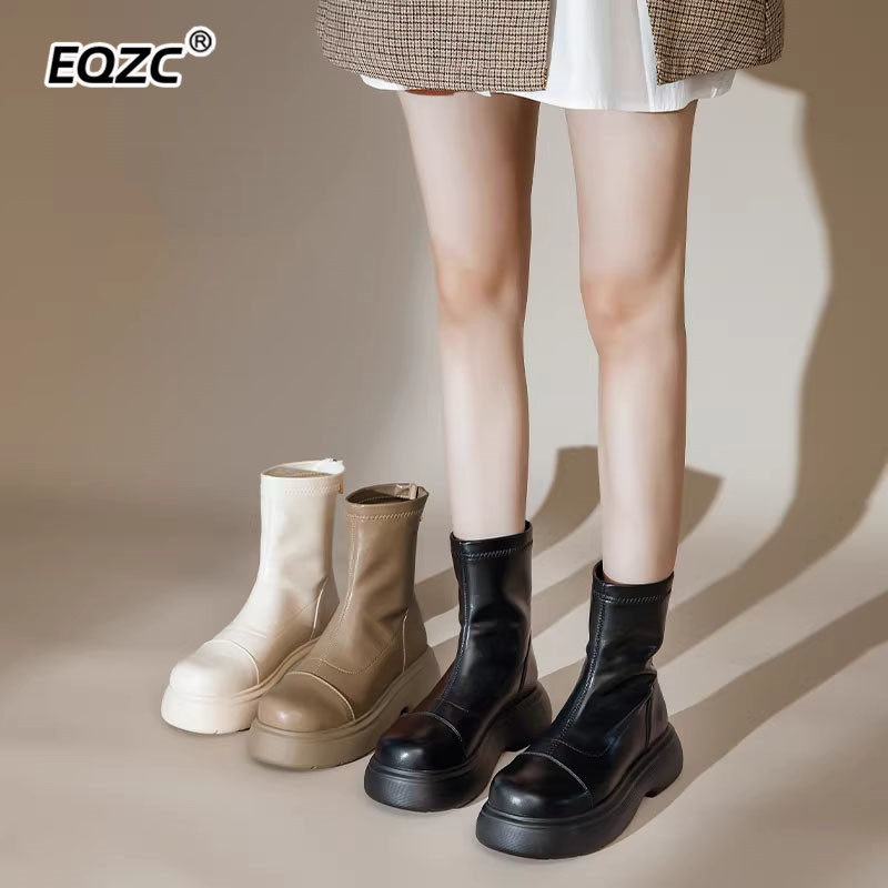 高端厚底马丁靴女2026新款春秋小个子切尔西瘦瘦靴短靴子配裙子